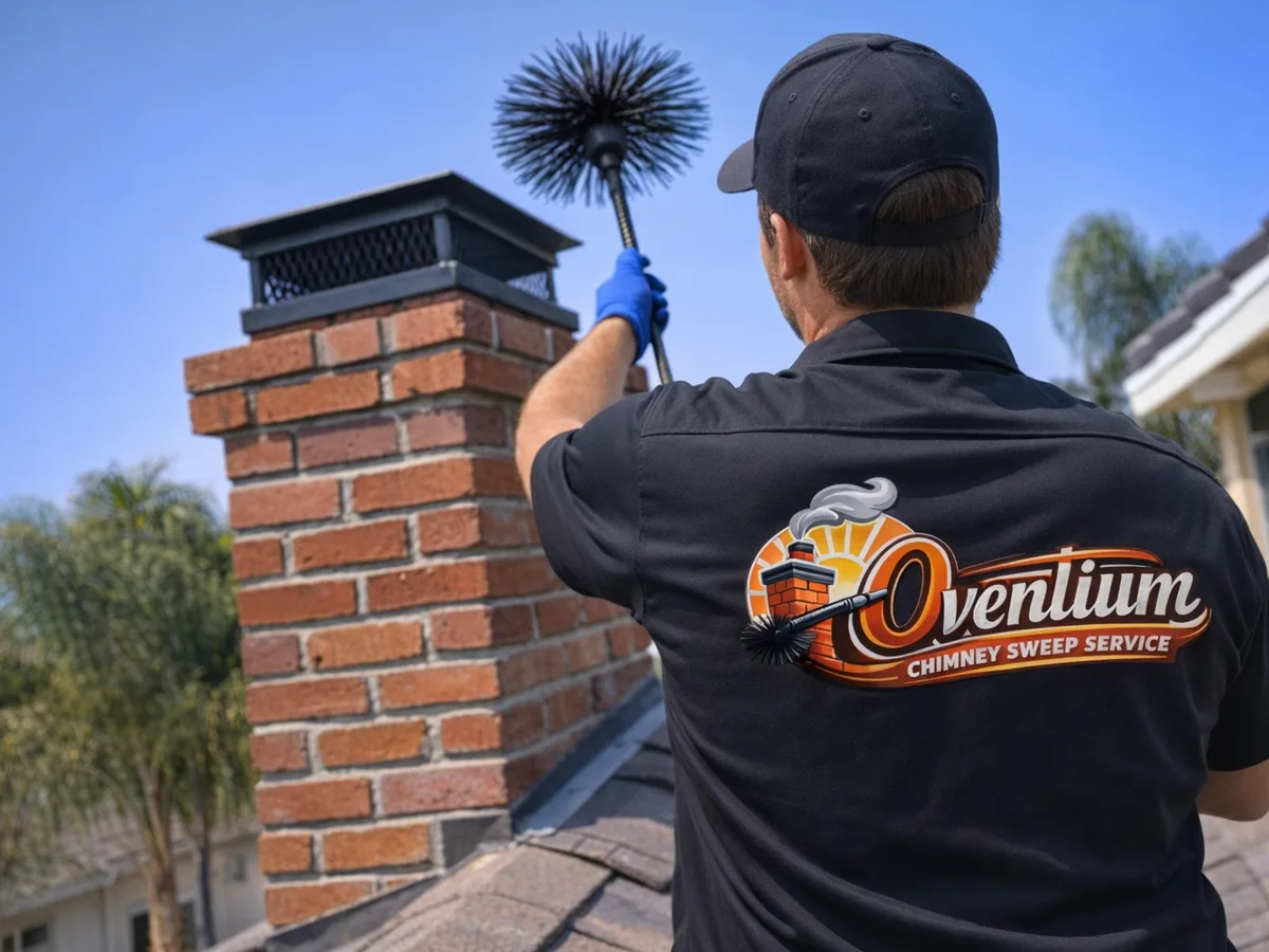 chimney sweep technician on the job in Mission Viejo, CA